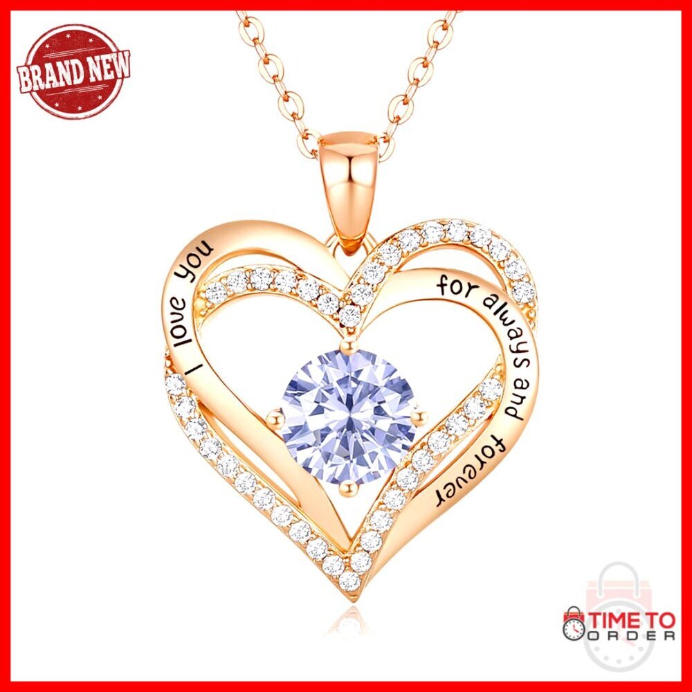 Sterling Silver Heart Pendant Necklace with Birthstone, 18" Chain